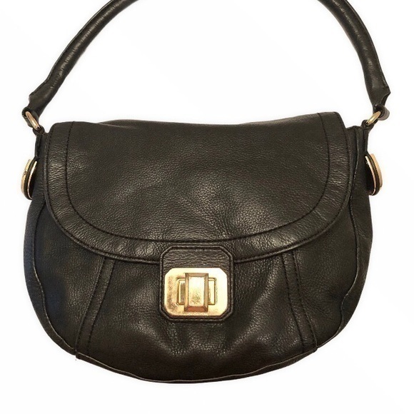 Juicy Couture Black Leather Turnlock Flap Bag